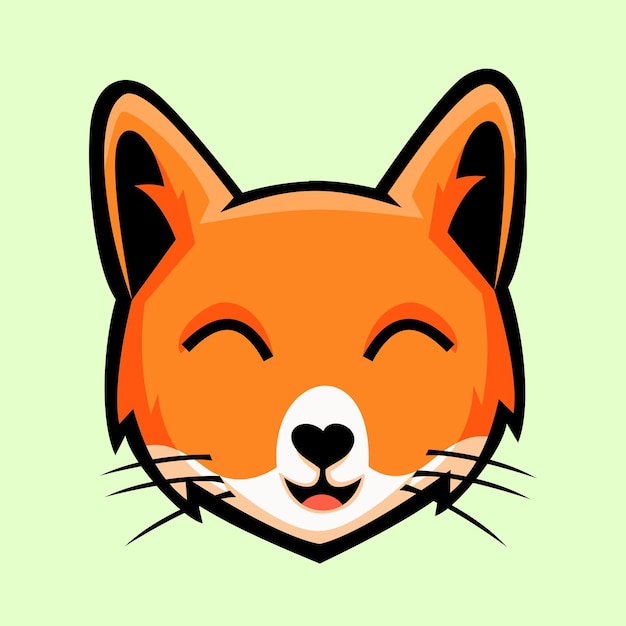 ilustración vectorial de cabeza de gato sonriente naranja con diseño bonito