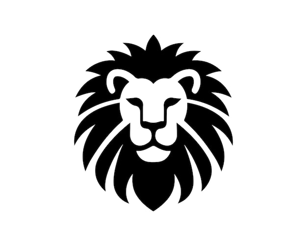 Ilustración vectorial de la cabeza de león en blanco y negro