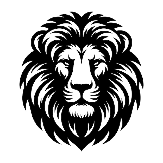 Ilustración vectorial de cabeza de león para diseño de vida silvestre y animales