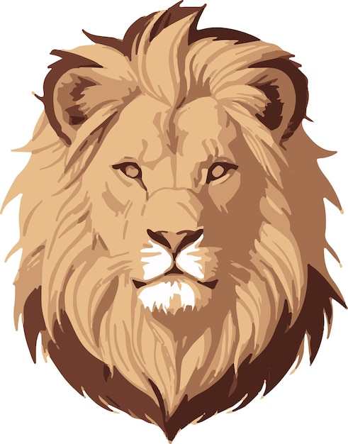 Ilustración vectorial de una cabeza de león macho para el diseño de camiseta de tatuaje con símbolo de logotipo