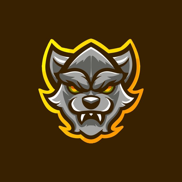 Ilustración vectorial de la cabeza del lobo logotipo de la mascota de esport