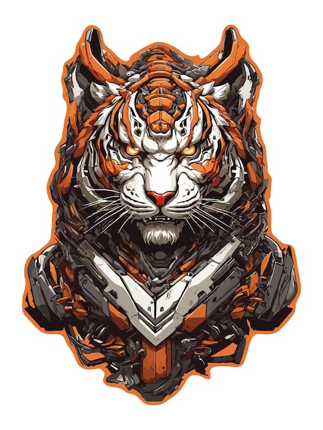 Ilustración vectorial de la cabeza de mecha tiger para pegatinas de camisetas y otros