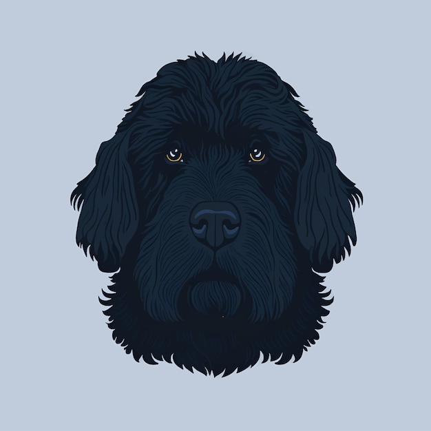 Ilustración vectorial de la cabeza del terrier ruso negro