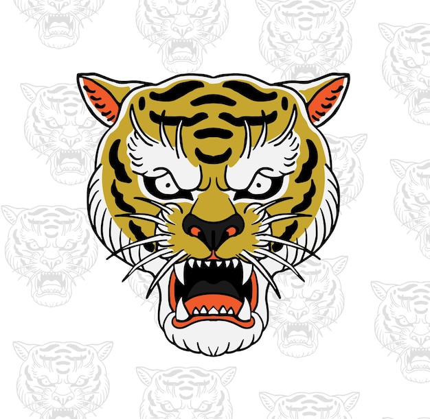 Vector ilustración vectorial de la cabeza de tigre enojada