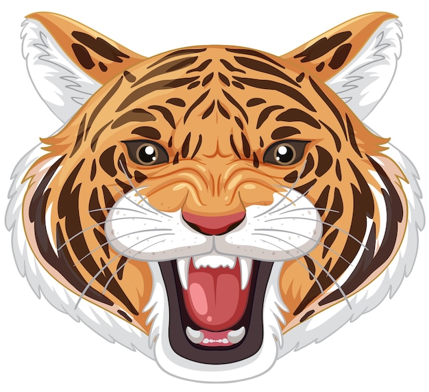 Ilustración vectorial de la cabeza de tigre feroz