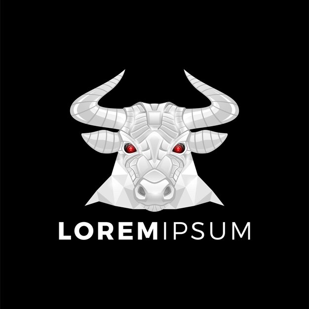 Ilustración vectorial de una cabeza de toro en estilo poligonal plantilla de logotipo