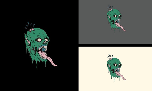 Ilustración vectorial de cabeza de zombi diseño de mascota