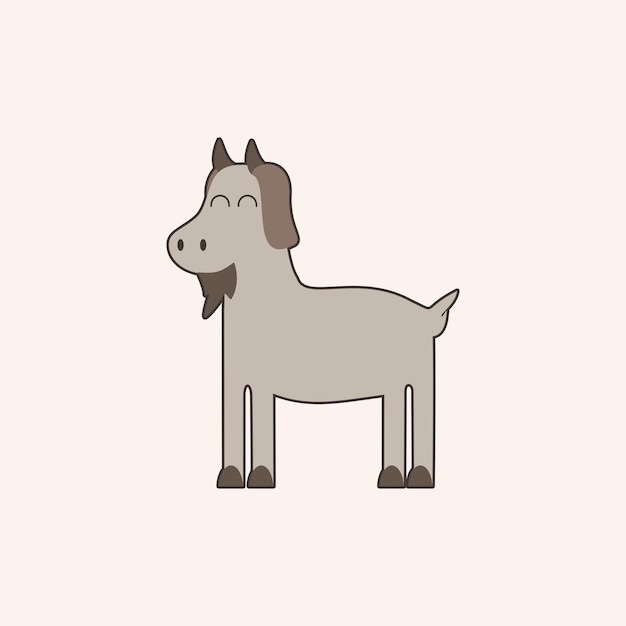 Ilustración vectorial de cabra, imágenes prediseñadas de cabra, dibujo de dibujos animados de cabra, pegatina de cabra
