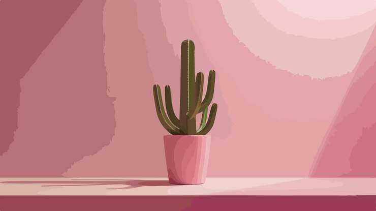 Vector ilustración vectorial de cactus minimalistas en macetas para proyectos de diseño