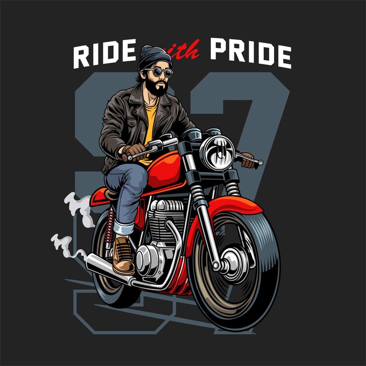 Vector ilustración vectorial de cafe racer rider con ilustración vintage disponible para el diseño de camisetas