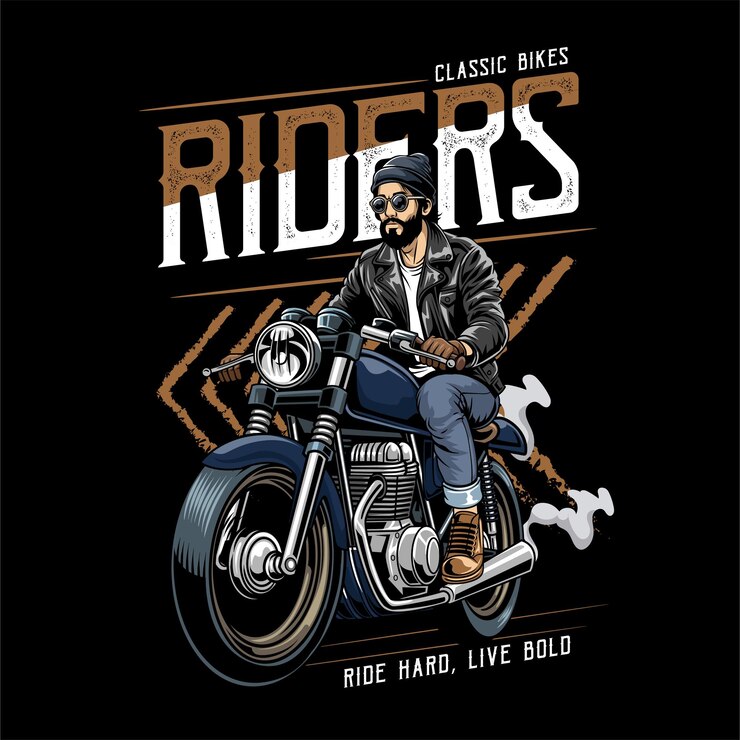 Vector ilustración vectorial de cafe racer rider con ilustración vintage disponible para el diseño de camisetas