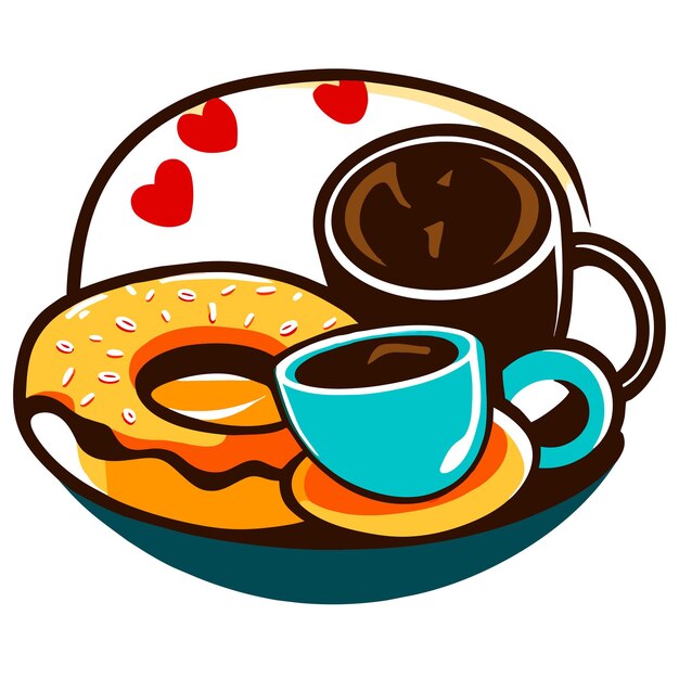 Ilustración vectorial de café y rosquillas