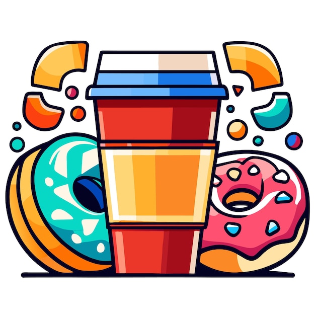 Vector ilustración vectorial de café y rosquillas