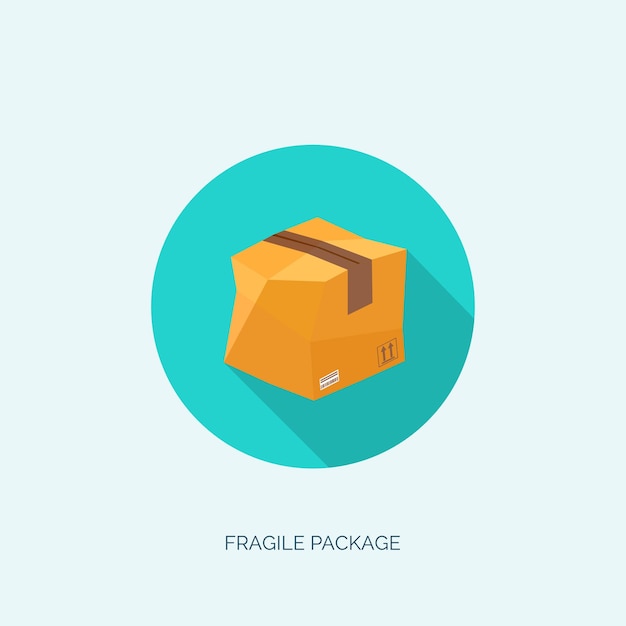 Ilustración vectorial Caja de cartón plana Envasado de transporte Servicio de envío por correo en línea