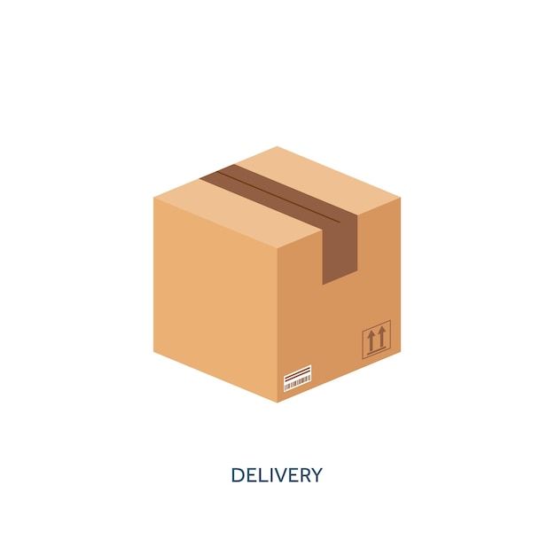 Ilustración vectorial Caja de cartón plana Envío de embalaje de transporte Entrega de servicio postal