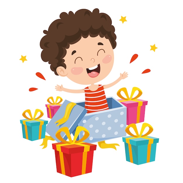 Ilustración vectorial de caja de regalo para niños
