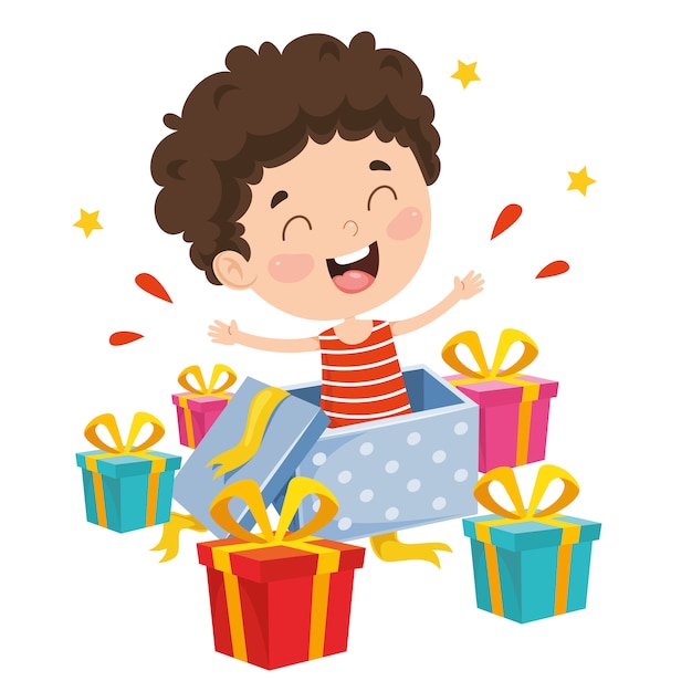 Vector ilustración vectorial de caja de regalo para niños