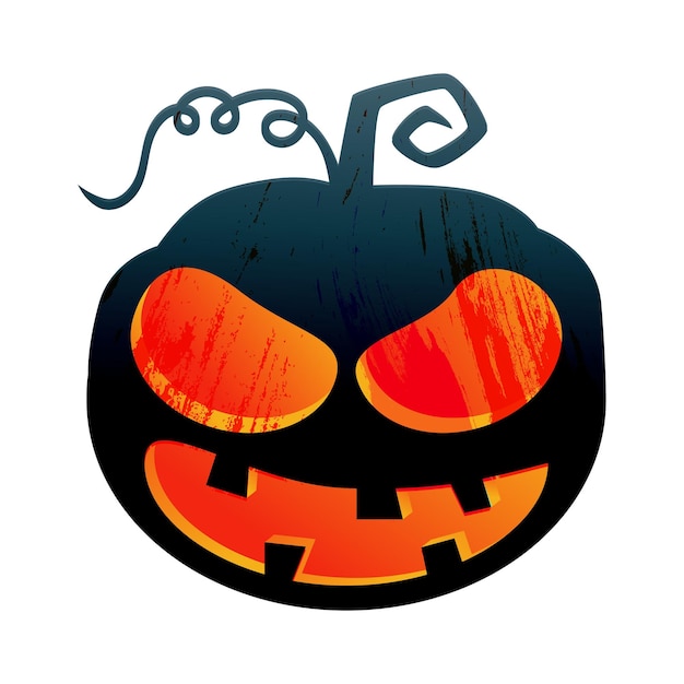 Vector ilustración vectorial de una calabaza aterradora con ojos ardientes y una sonrisa decoración de invitación de halloween decoración de fiesta infantil