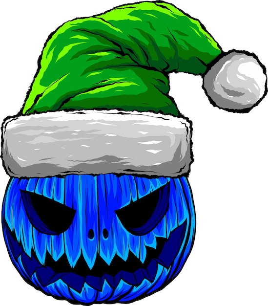 Vector ilustración vectorial calabaza con gorro de navidad