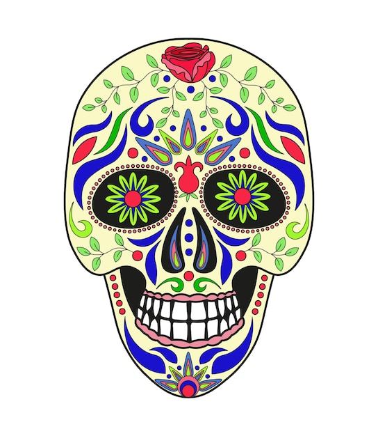 Ilustración vectorial de calavera mexicana