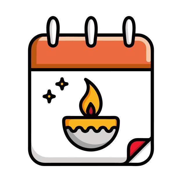 Ilustración vectorial del calendario de fechas de Doodle Diwali