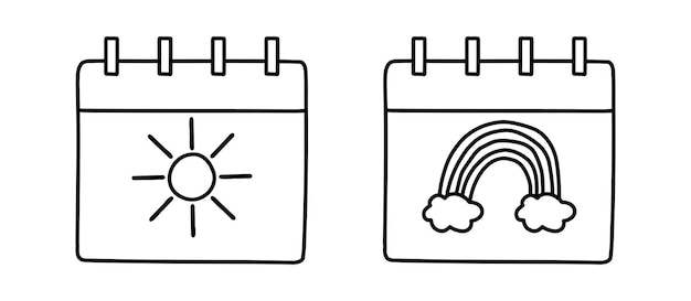 Ilustración vectorial de los calendarios en estilo doodle