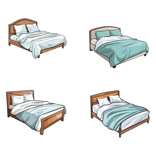 Ilustración vectorial de cama aislada sobre un fondo blanco