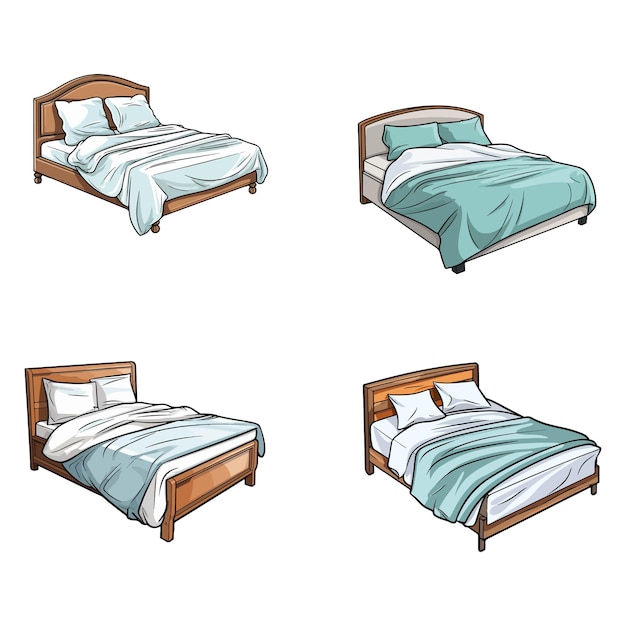 Vector ilustración vectorial de cama aislada sobre un fondo blanco