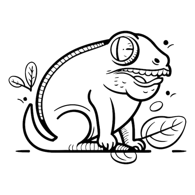 Ilustración vectorial de un camaleón de dibujos animados