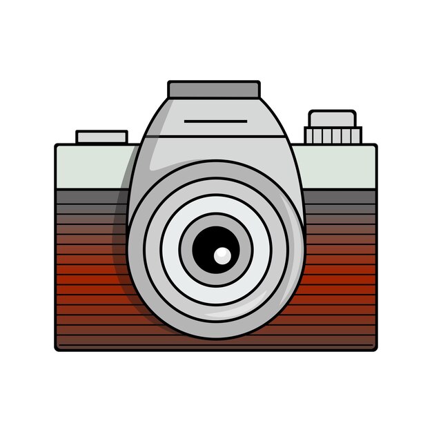 Ilustración vectorial de la cámara aislada sobre un fondo blanco