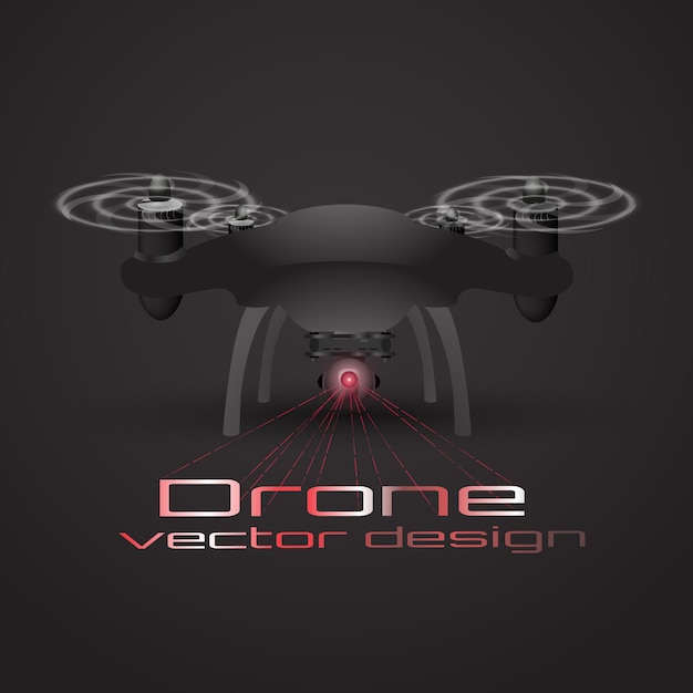 Ilustración vectorial de cámara drone drone vector logo, icono, blanco y negro