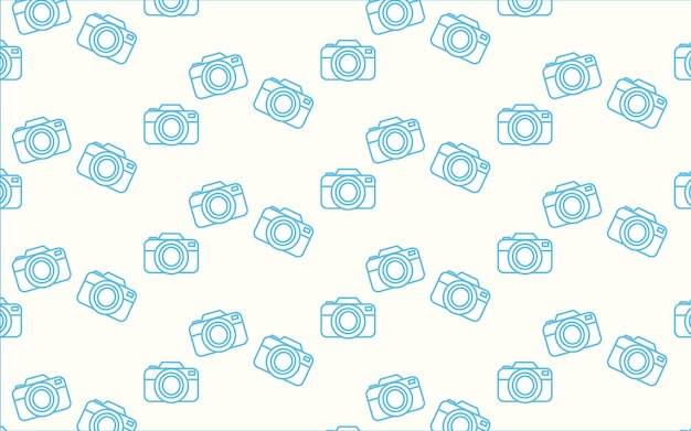 Ilustración vectorial de la cámara Patrón elegante que se repite en un estilo suave y sencillo Arte de la moda monocromático Patrón sin costuras de la cámara fotográfica En fondo blanco azul claro