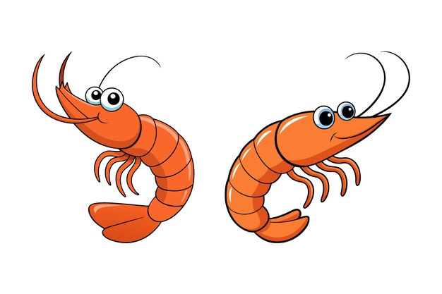 Ilustración vectorial de camarón de colores