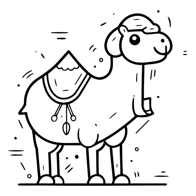 Ilustración vectorial de camello Camello de dibujos animados lindo en estilo plano