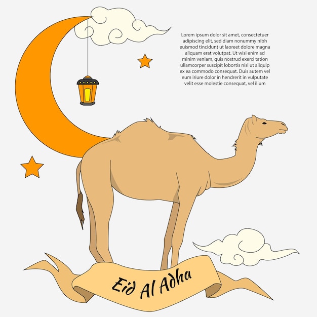 Vector ilustración vectorial de un camello para eid al adha