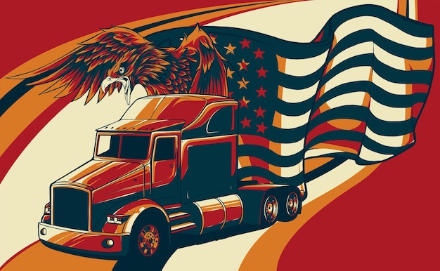 Ilustración vectorial de camiones clásicos estadounidenses