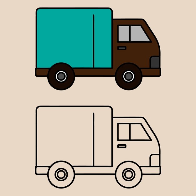 Ilustración vectorial de camiones de entrega Camioneta de recogida cubierta Van Arte vectorial