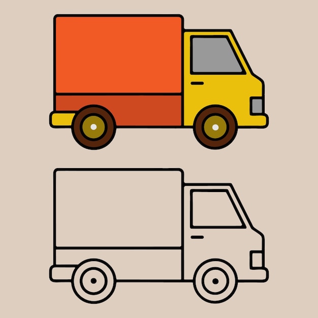 Ilustración vectorial de camiones de entrega Camioneta de recogida cubierta Van Arte vectorial