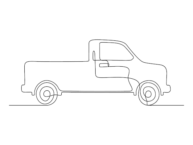 Ilustración vectorial de una camioneta en una línea continua