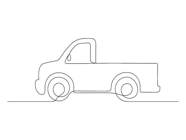 Ilustración vectorial de una camioneta en una línea continua