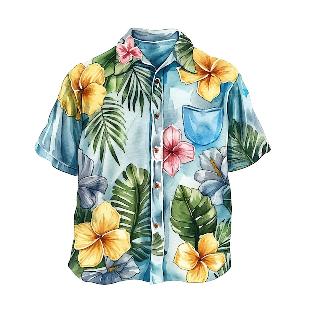 Vector ilustración vectorial de camisa hawaiana en estilo acuarela