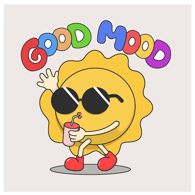 Ilustración vectorial de la camiseta adhesiva good mood sun