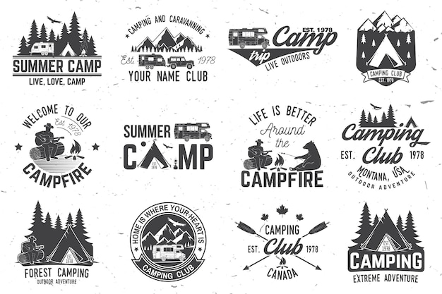 Ilustración vectorial de campamento de verano concepto para camisa o logotipo impresión de sello o camiseta