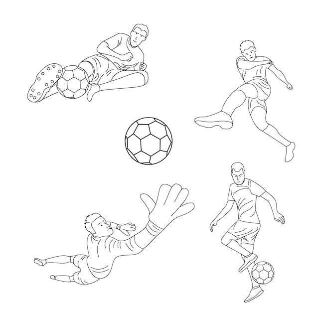 La ilustración vectorial del Campeonato Mundial de Fútbol utilizada para el diseño gráfico necesita un conjunto de jugadores de fútbol