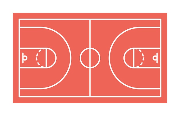 Ilustración vectorial del campo de la cancha de baloncesto