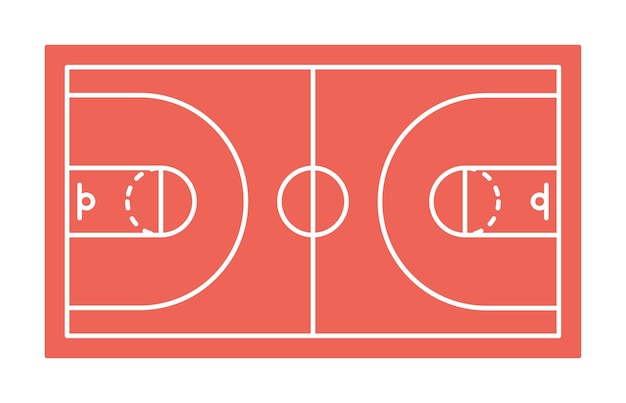 Ilustración vectorial del campo de la cancha de baloncesto