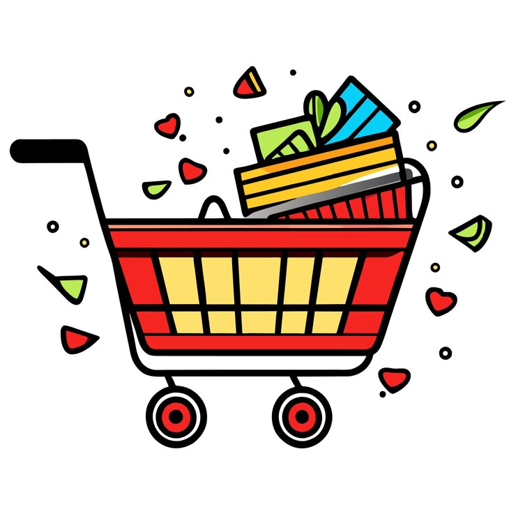 Vector ilustración vectorial de la canasta de compras
