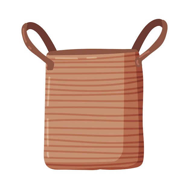 Ilustración vectorial de la canasta de la ropa o del cobertizo vacío con mango lateral