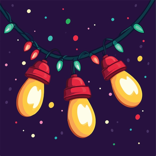 Ilustración vectorial caprichosa de luces brillantes y decoraciones elegantes