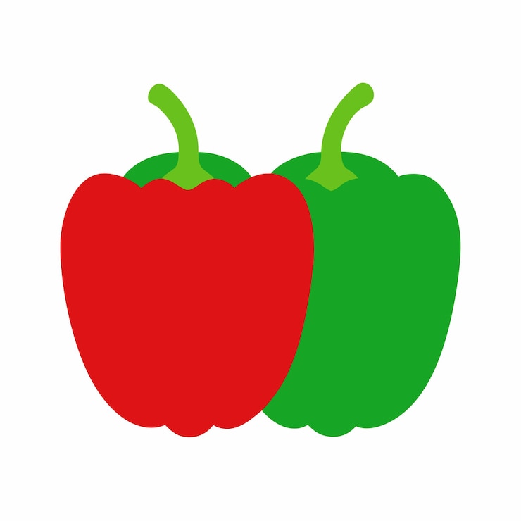 Vector ilustración vectorial de capsicum rojo y verde